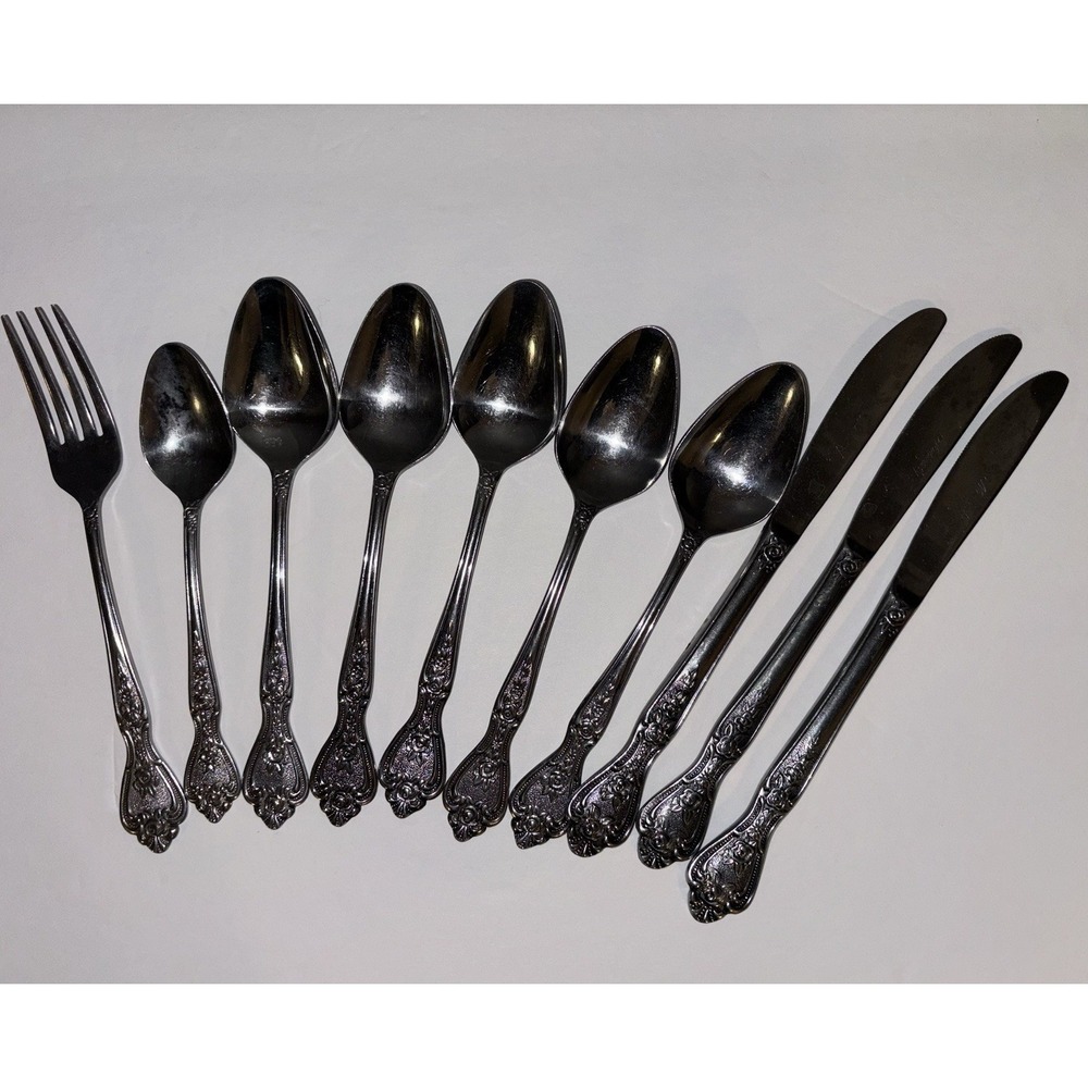 10 Piece Set Normandy Stainless Japan Floral Flatware 10 Piece Lot
